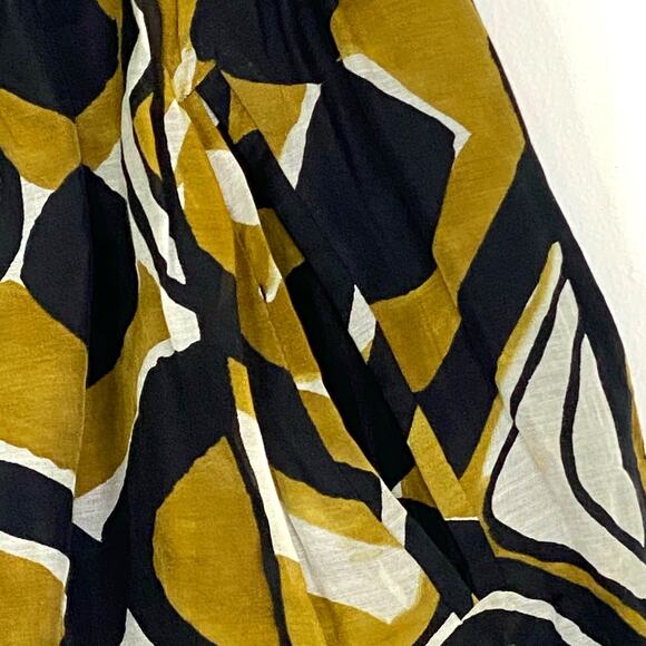 ANNA SUI Mini Skirt Anthropologie Geometric Print Size 2 Black & Gold Silk Blend - Picture 7 of 10